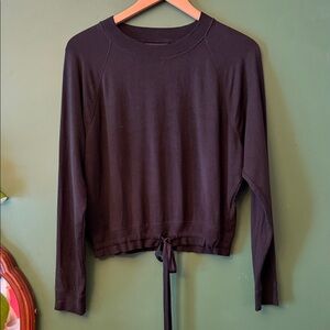 Banana Republic Black Baby Terry Womens M Tie-Front Knit Top Athleisure Soft